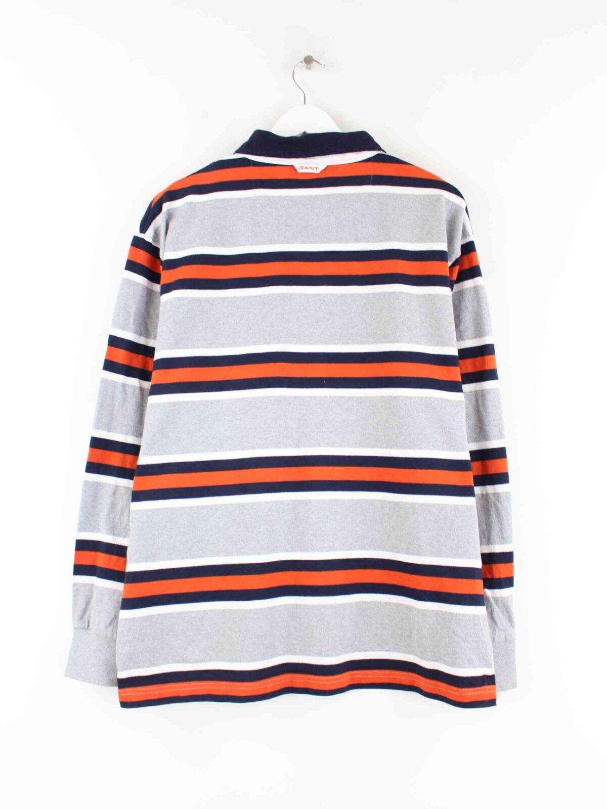 Gant Striped Embroidered Langarm Polo Grau XL (back image)