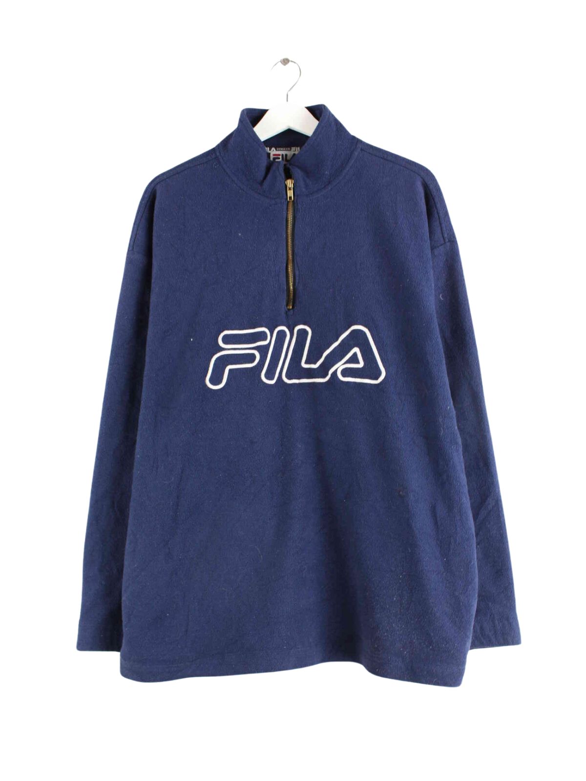 Fay 90s Vintage Embroidered Fleece Half Zip Sweater Blau L (front image)
