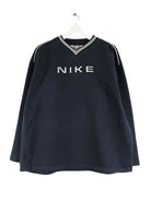 Nike 90s Vintage Spellout Embroidered V-Neck Sweater Blau L (front image)