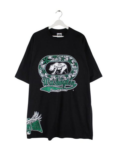 Vintage Washington Print Oversized T-Shirt Schwarz 4XL