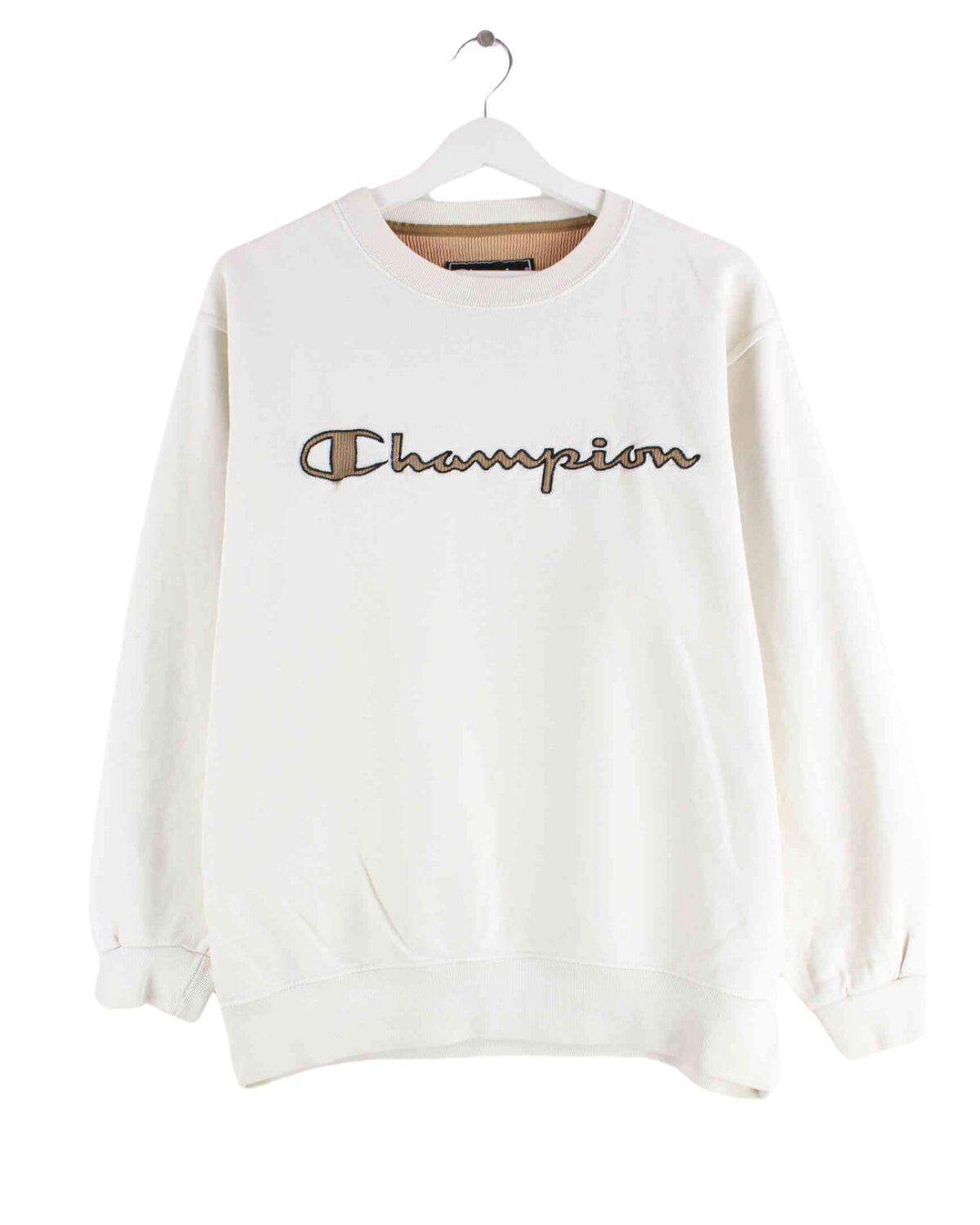 Champion y2k Embroidered Logo Sweater Beige M (front image)