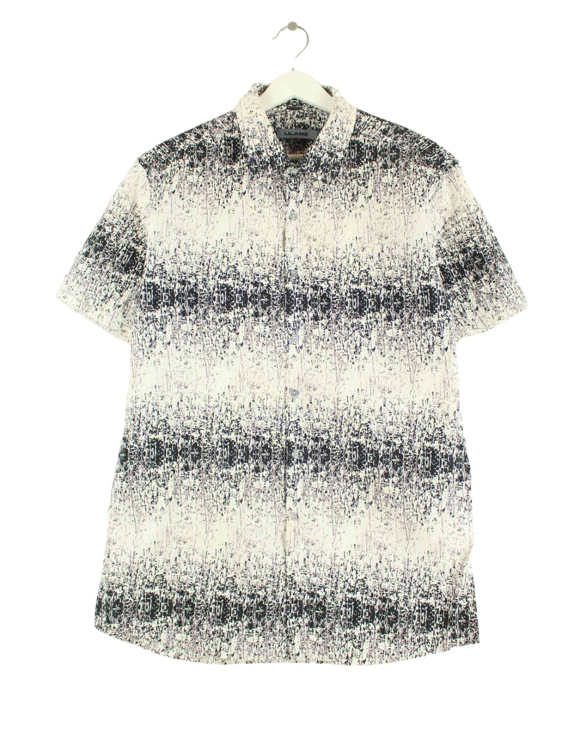Vintage 00s Crazy Pattern Short Sleeve Hemd Weiß XL (front image)