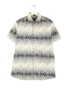Vintage 00s Crazy Pattern Short Sleeve Hemd Weiß XL (front image)