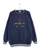 Vintage 90s Roxbury Embroidered Sweater Blau XL (front image)