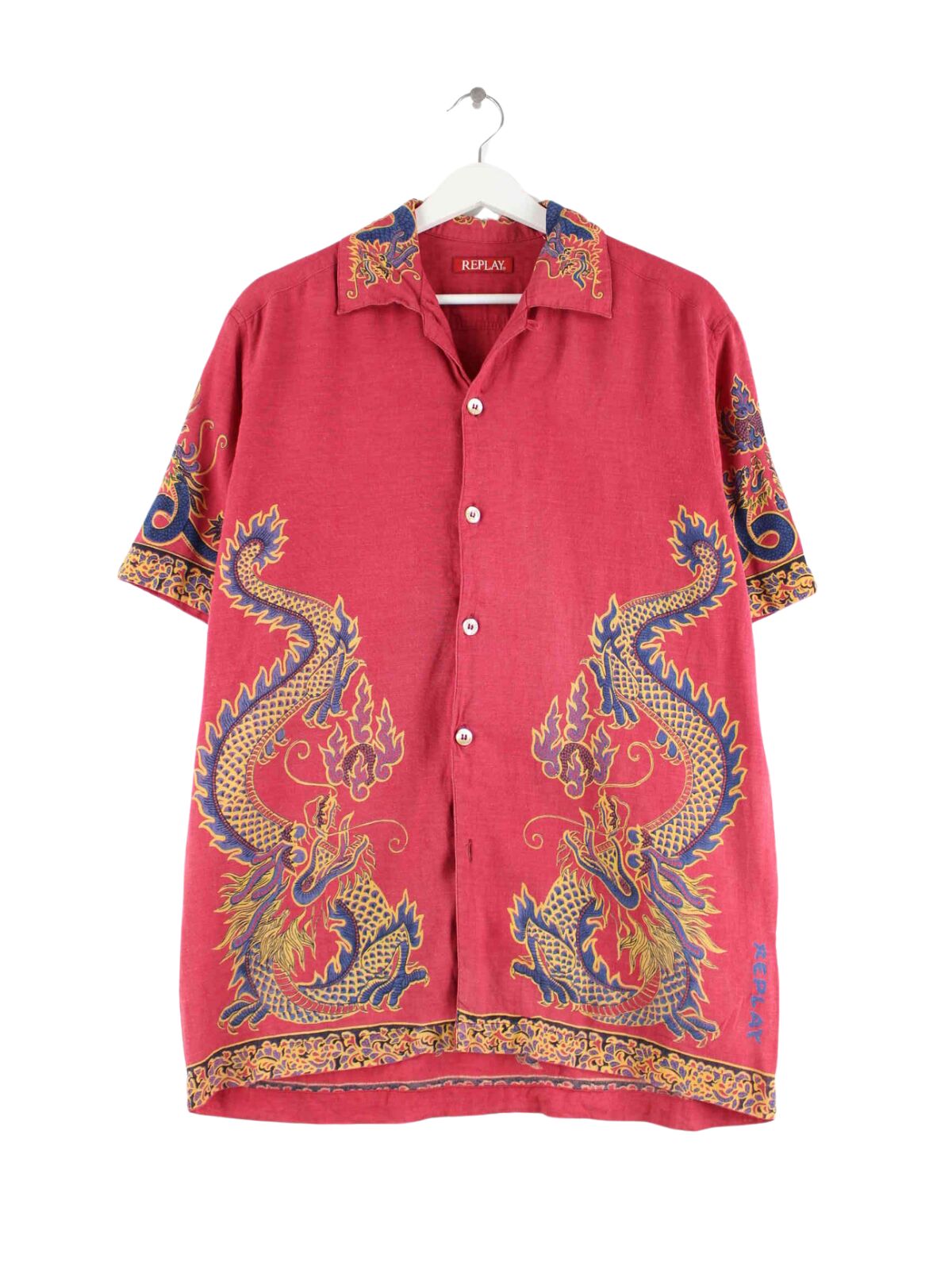 Replay 90s Vintage Dragon Hawaii Hemd Rot M (front image)