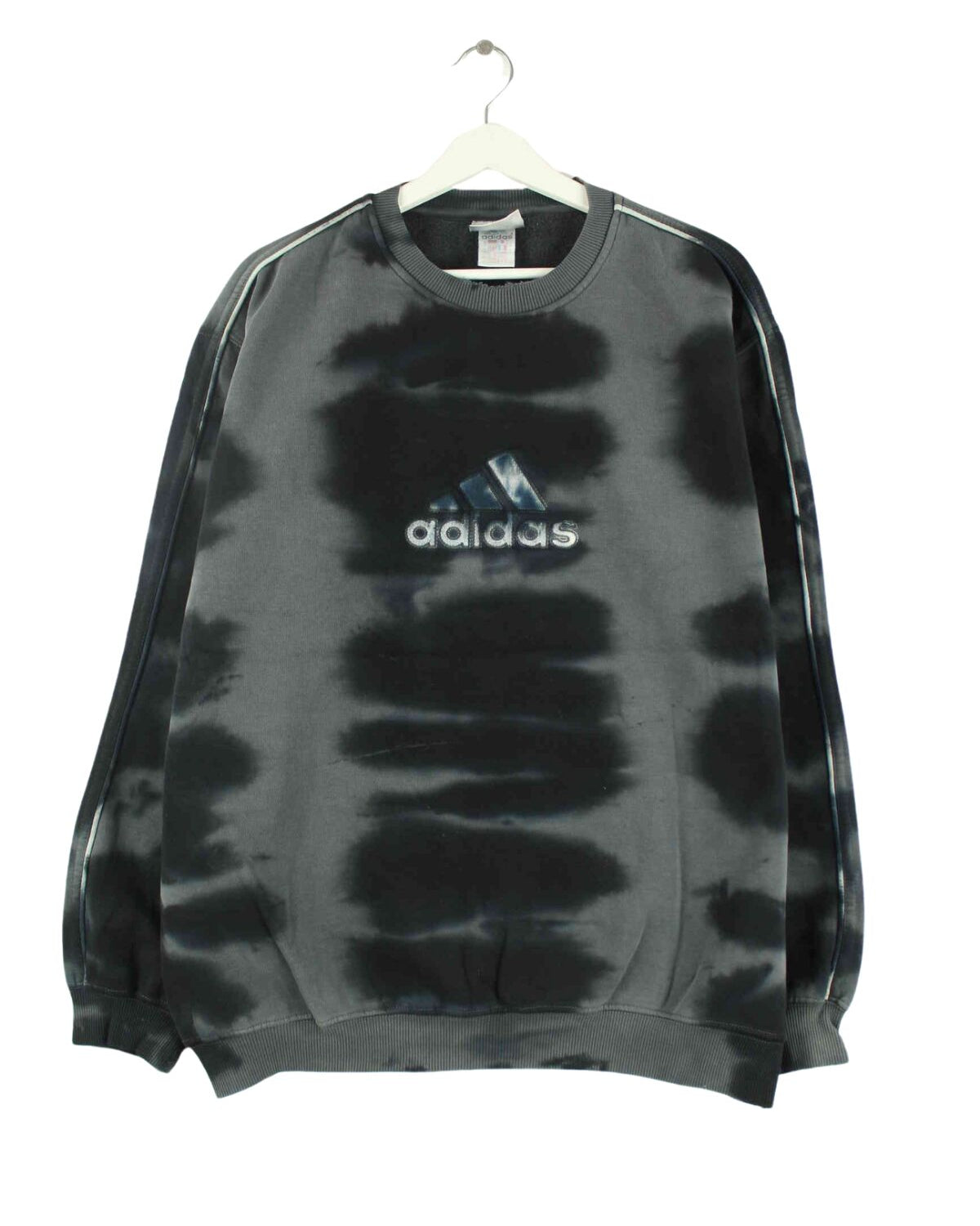 Adidas 90s Vintage Big Logo Embroidered Tie Dye Sweater Grau M (front image)