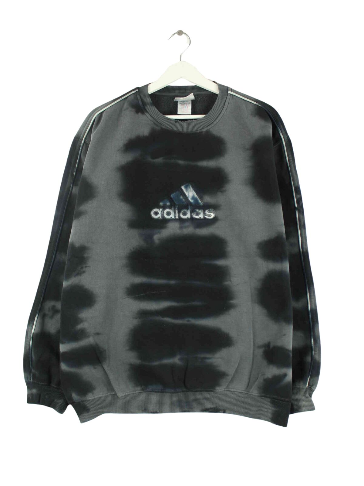Adidas 90s Vintage Big Logo Embroidered Tie Dye Sweater Grau M (front image)
