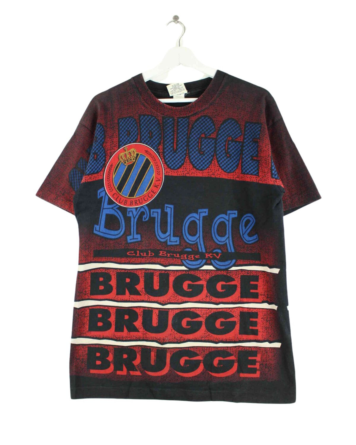 Nutmeg 90s Vintage Brugge KV Print Single Stitch T-Shirt Schwarz M (front image)