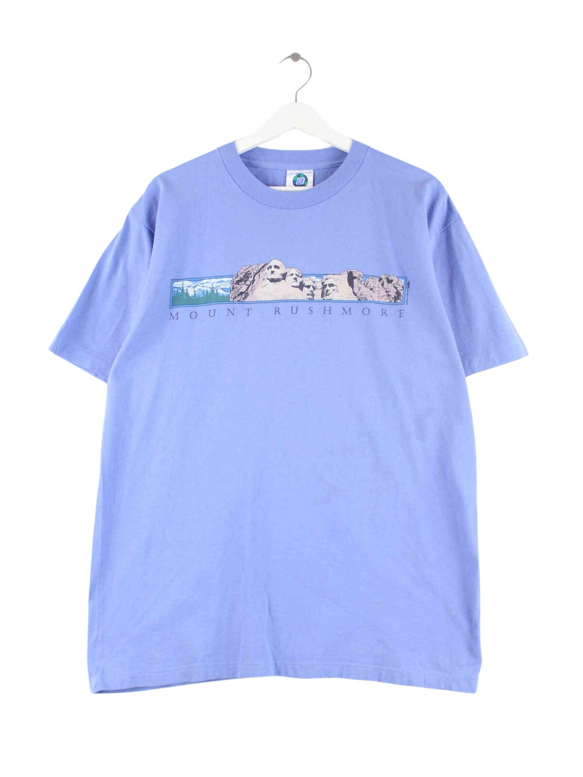 Vintage 90s Rushmore Print Single Stitch T-Shirt Blau L (front image)