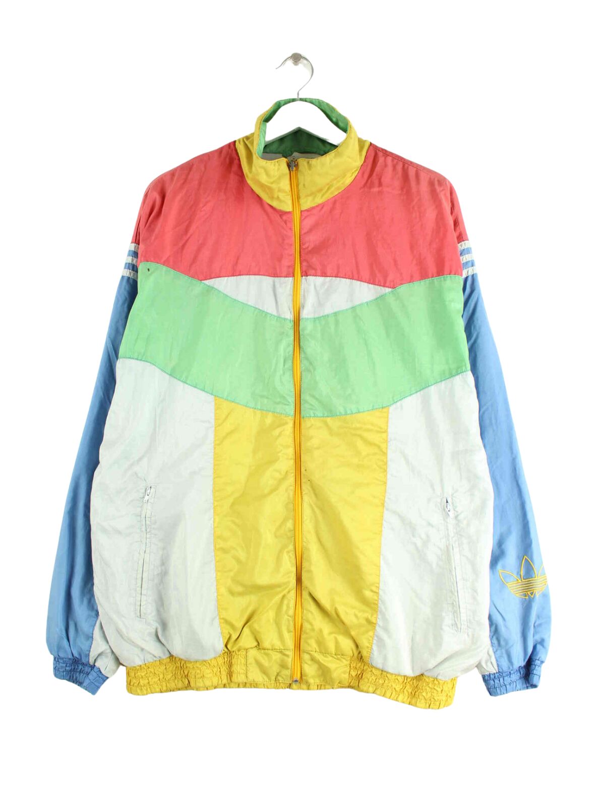 【80s】  trackjacket xl相当 Adidas 80s Vintage Trefoil Embroidered Track Jacket Multicolor XL