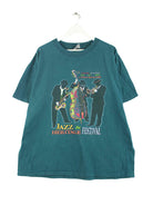 Oneita 1996 Vintage Jazz Print Single Stitched T-Shirt Grün XL (front image)