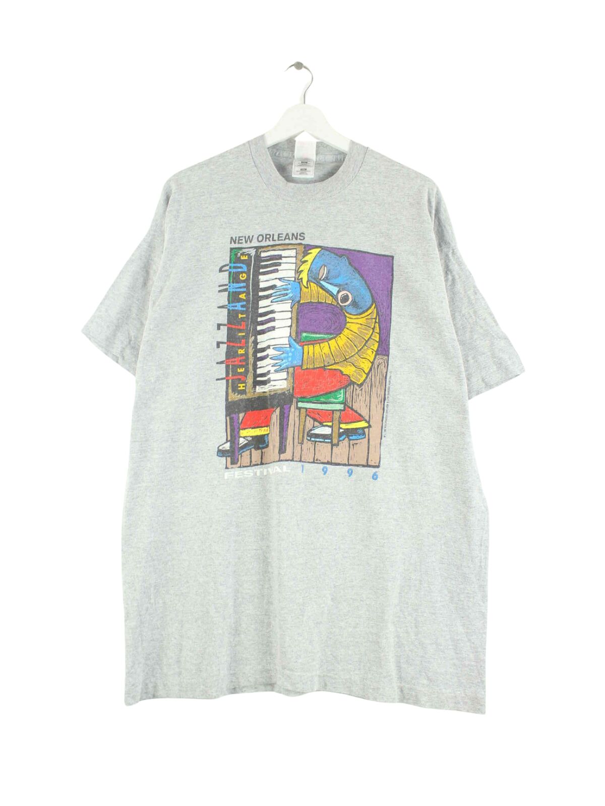 Fruit of the Loom 1996 Vintage Jazz Festival Single Stitched T-Shirt Grau XXL (front image)