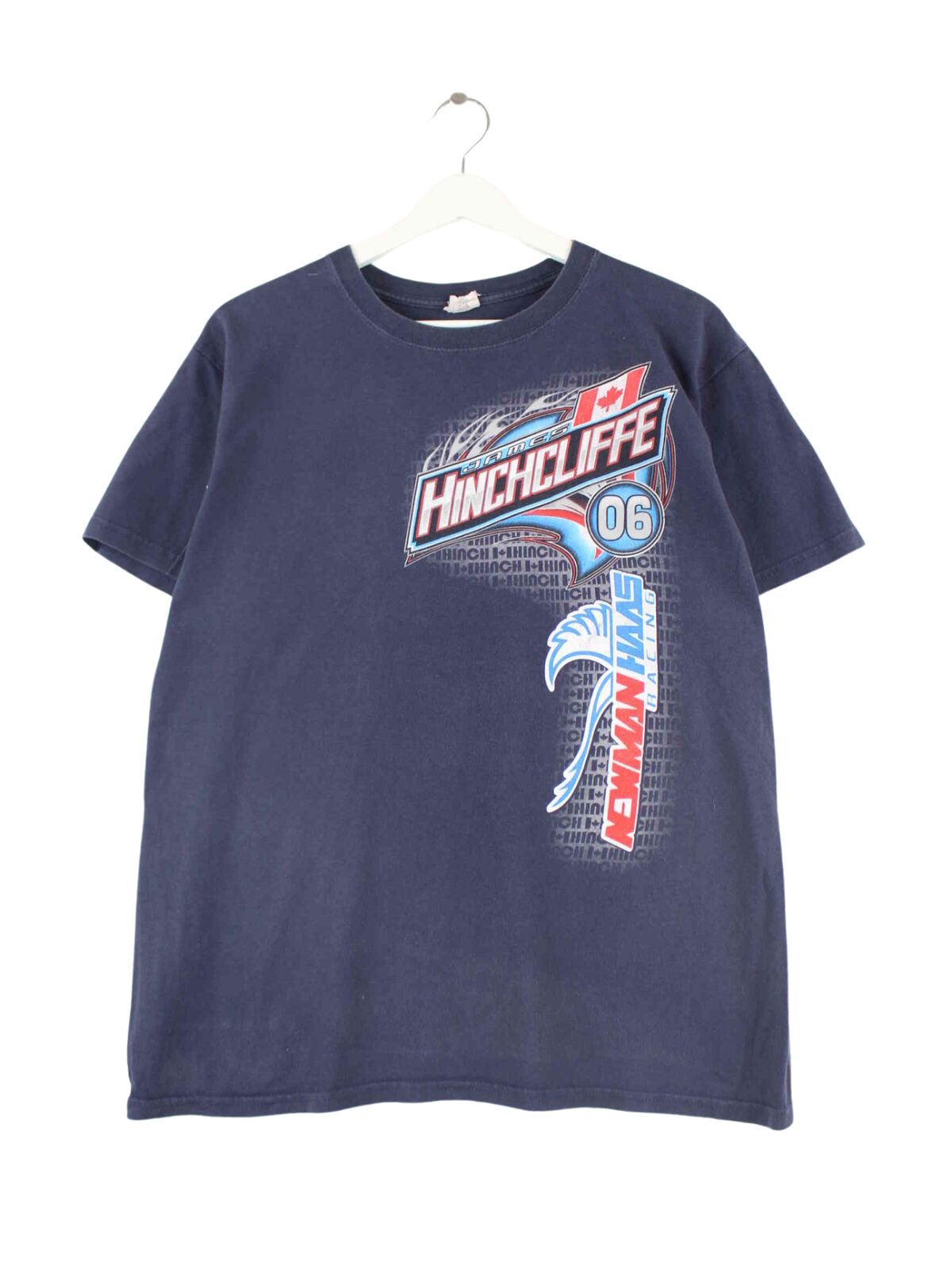 Anvil 00s James Hinchcliff Racing Print T-Shirt Blau M (front image)