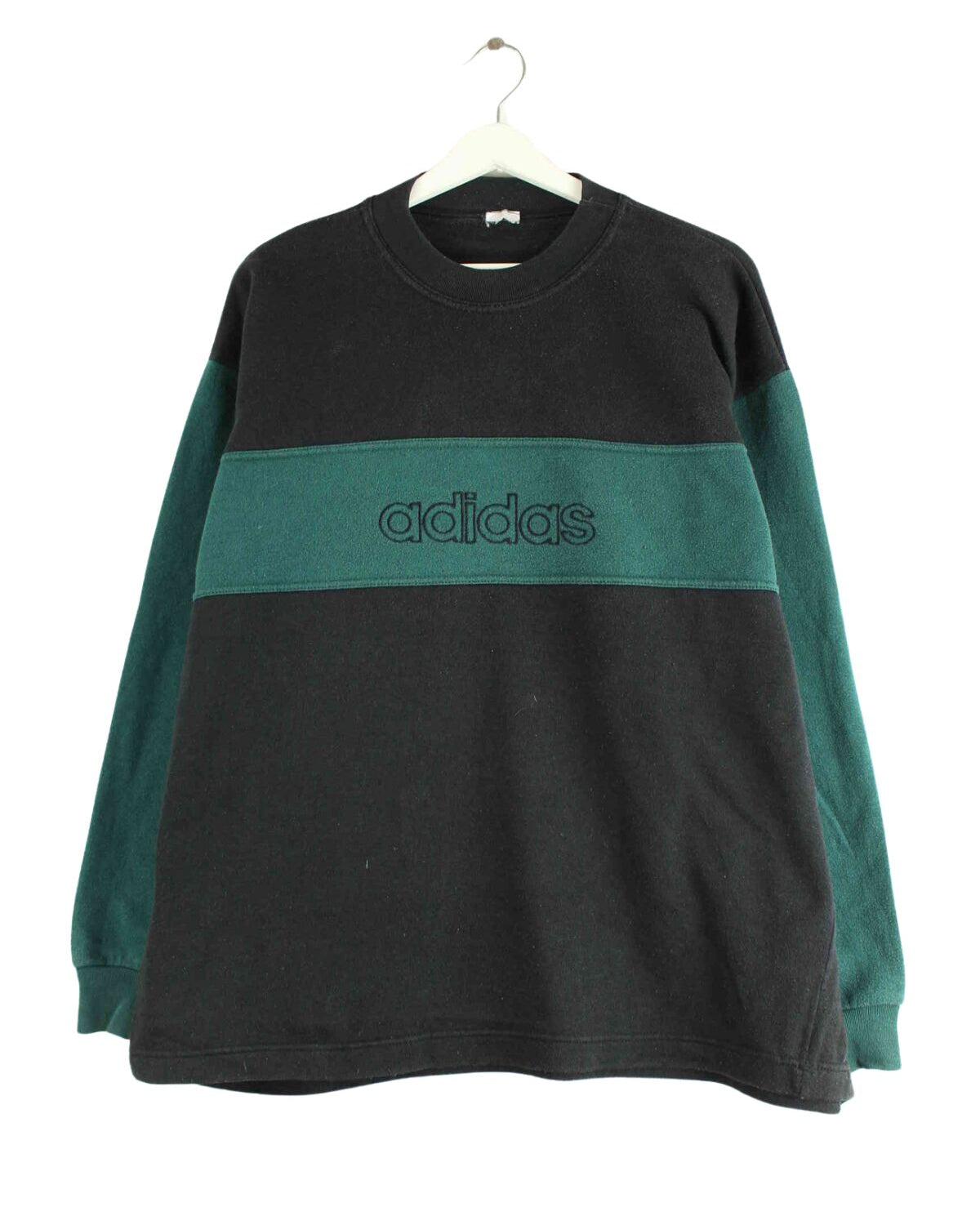Adidas 90s Vintage Spellout Embroidered Sweater Schwarz M (front image)