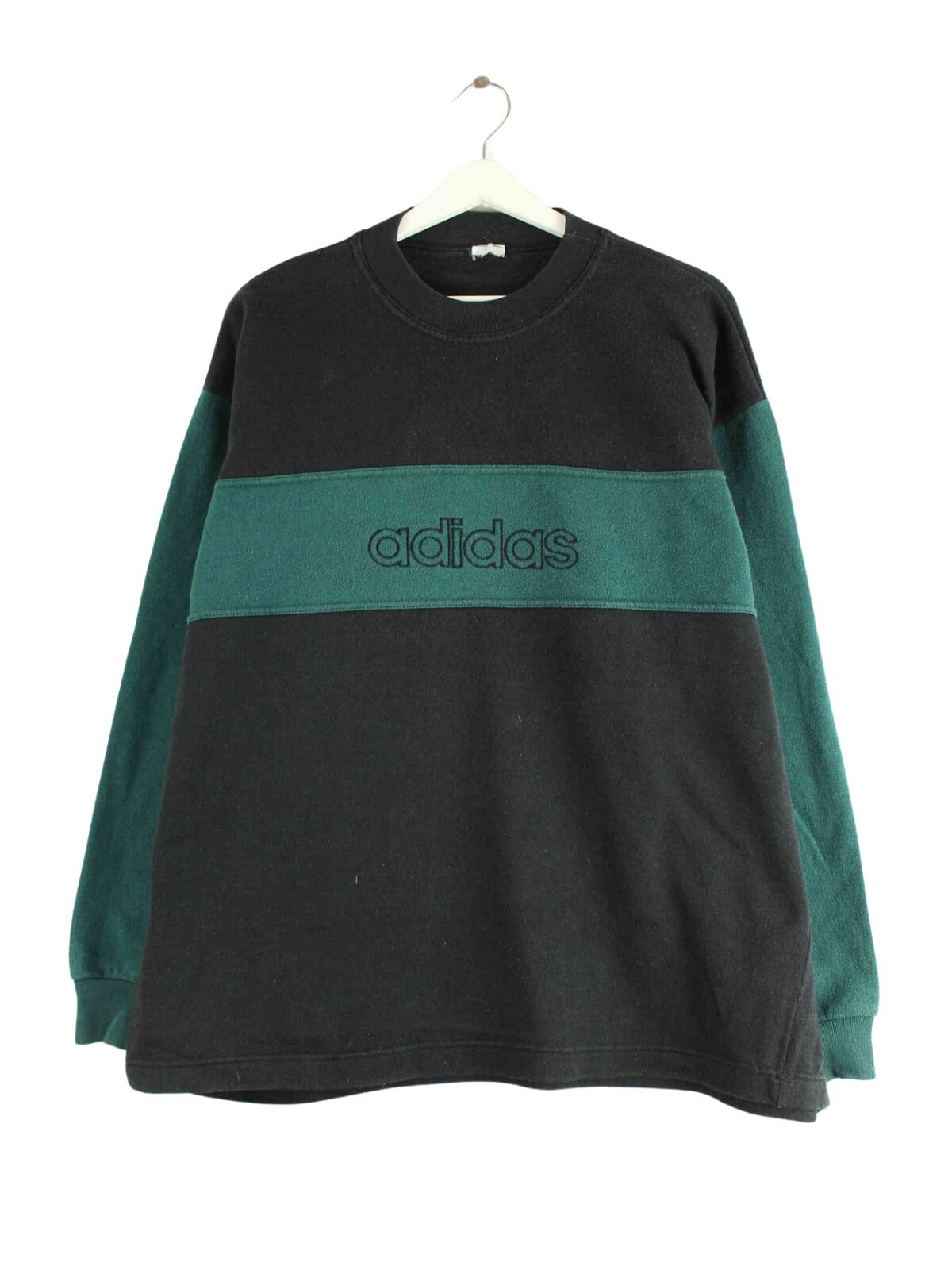 Adidas 90s Vintage Spellout Embroidered Sweater Schwarz M (front image)
