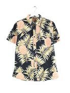 Vintage Hawaii Pineapple Pattern Kurzarm Hemd Schwarz S (front image)
