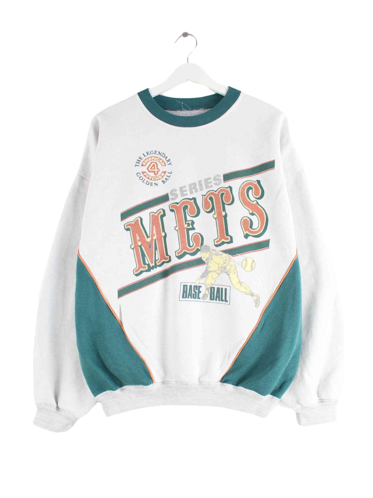 Vintage 80s Baseball Print Sweater Grau L (front image)