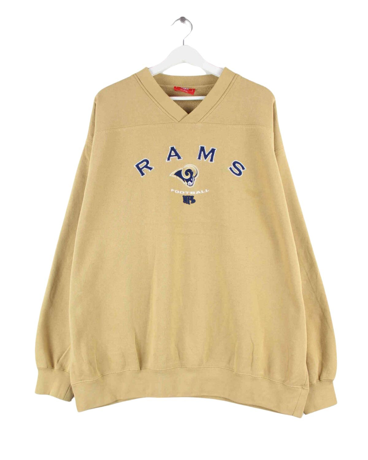 NFL Rams Embroidered V-Neck Sweater Beige XXL (front image)