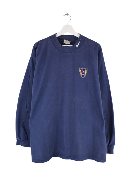Nike 00s USA Embroidered Turtleneck Sweatshirt Blau XL