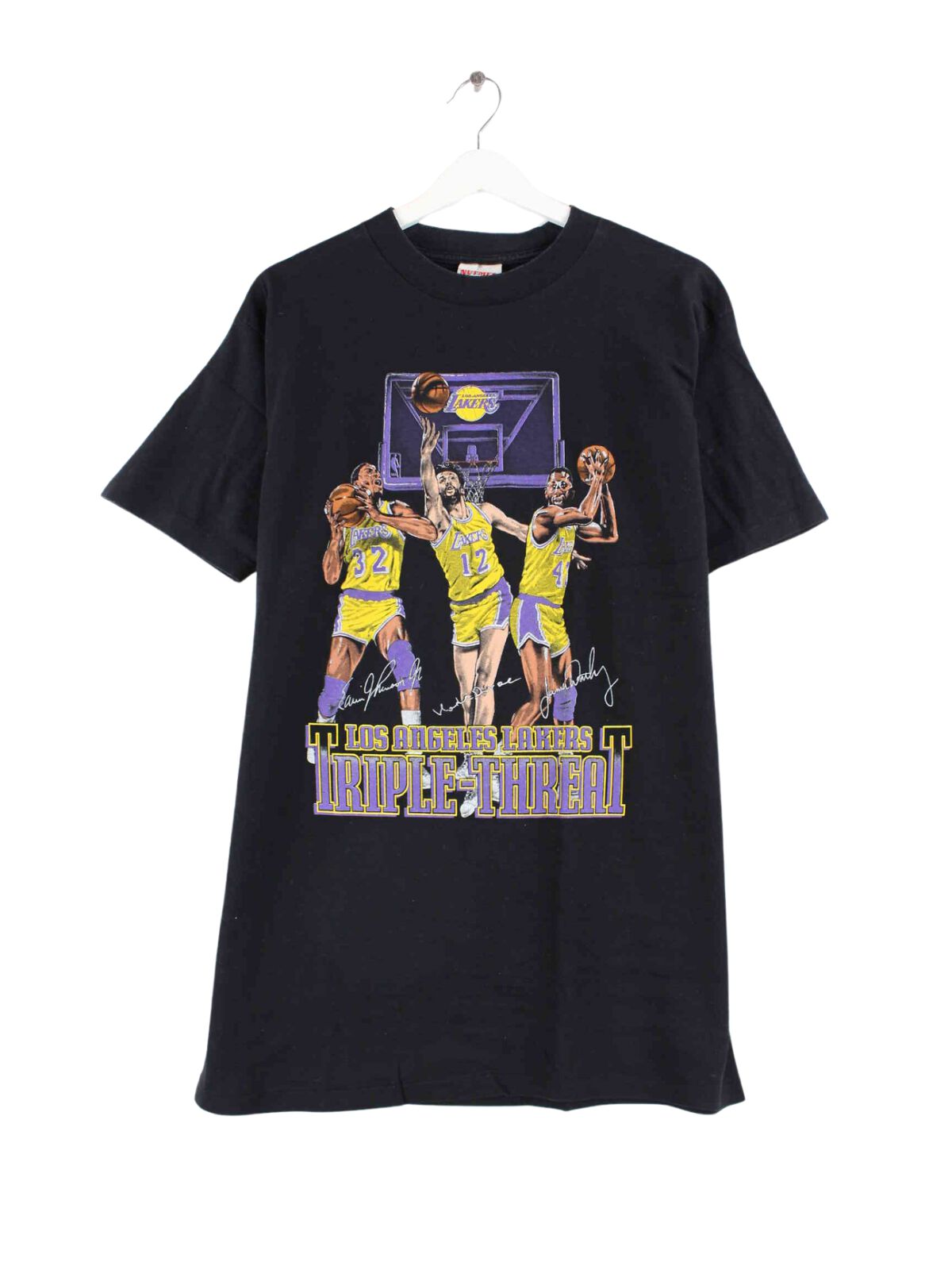Nutmeg 90s Vintage NBA Lakers Print T-Shirt Schwarz XL (front image)