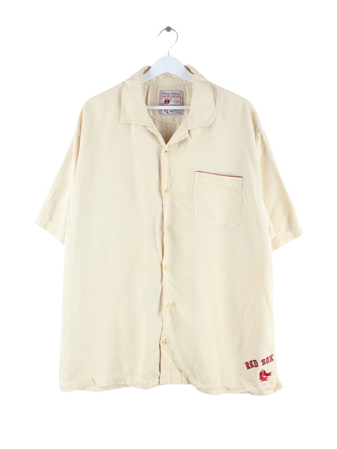 Tommy Bahama 2010 Boston Redsox Collectible 100% Seide Hemd Beige XL