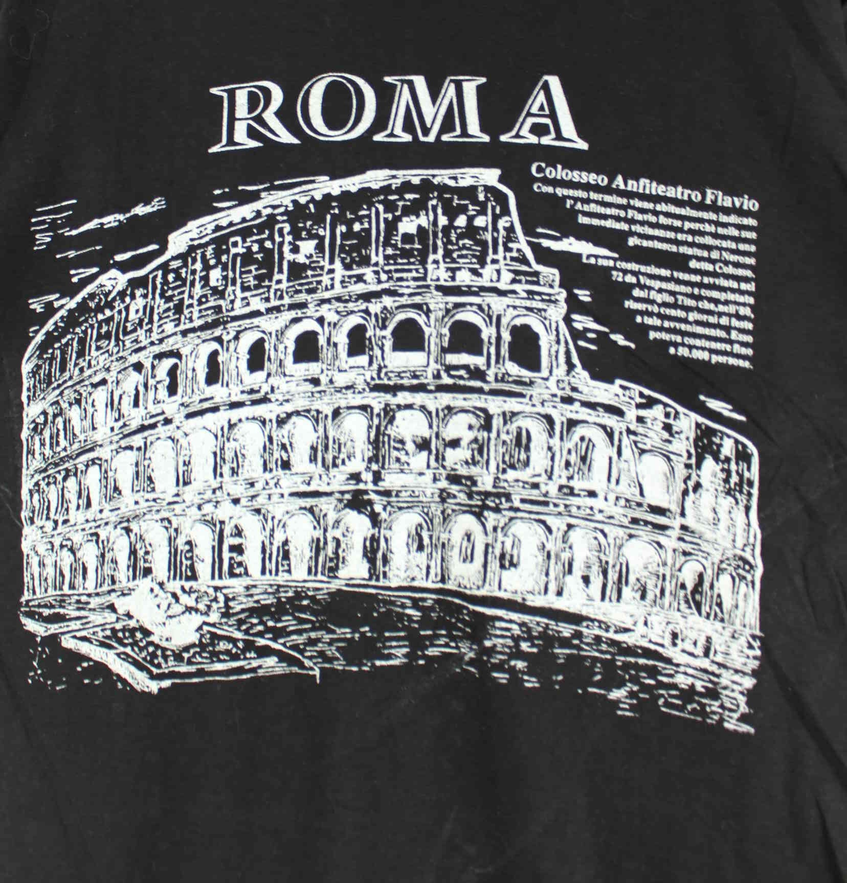 Vintage Roma Print T-Shirt Schwarz L (detail image 1)