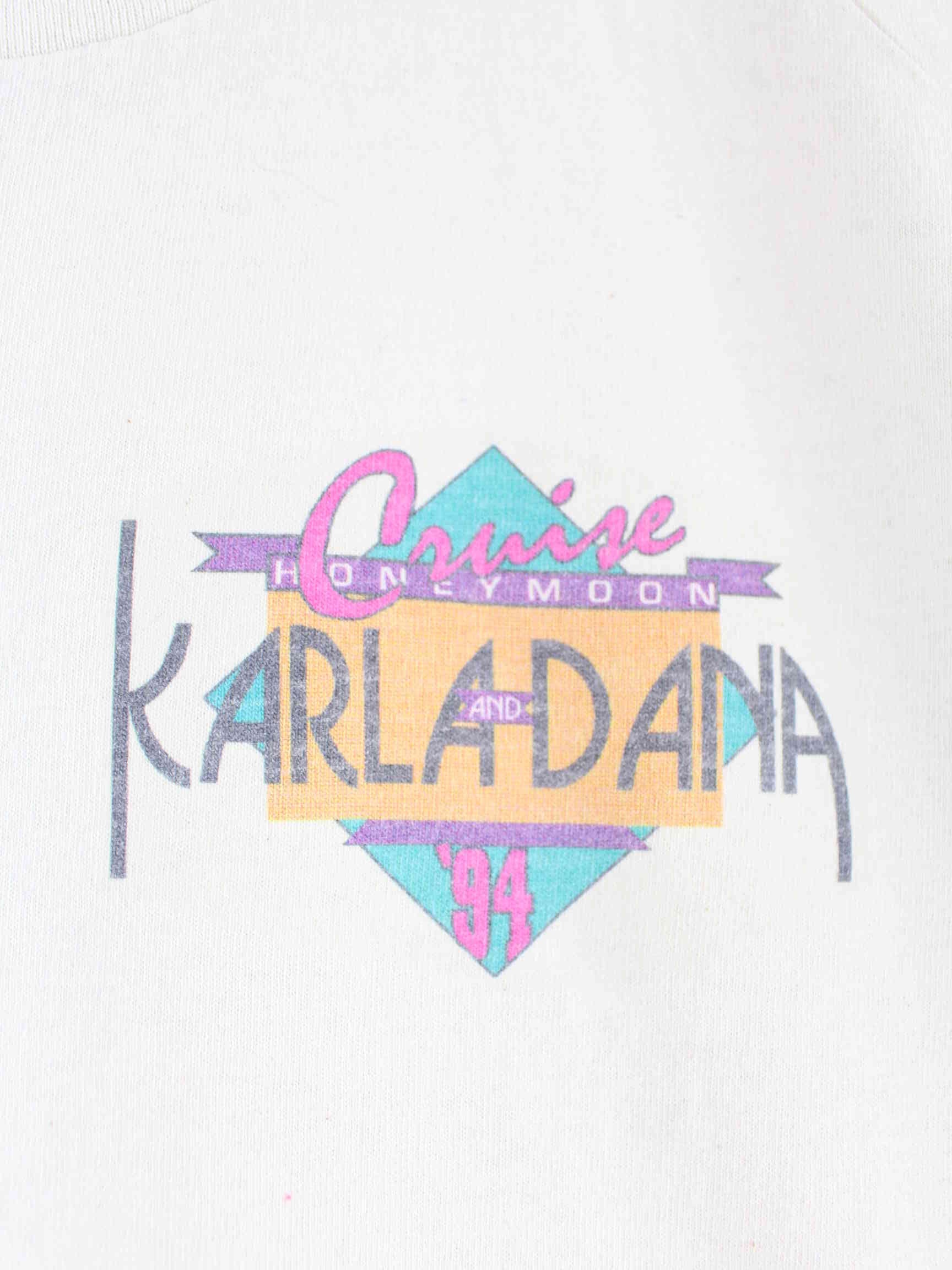 Vintage 1994 Honeymoon Karladana Print Single Stitch T-Shirt Beige L (detail image 3)