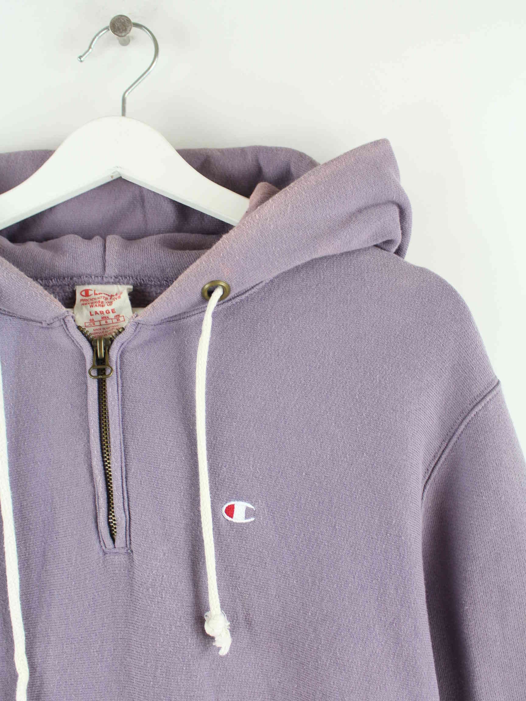 Champion 00s Reverse Weave Half Zip Hoodie Lila L (detail image 2)