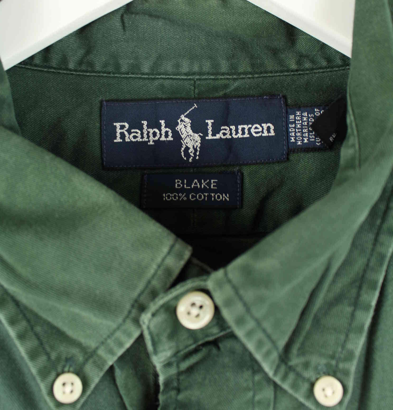 Ralph Lauren 90s Vintage Blake Faded Hemd Grün XL (detail image 4)