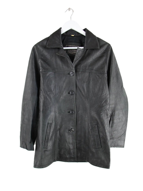 Vintage Damen Leder Jacke Schwarz M