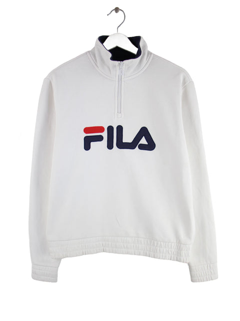 Fila Big Logo Half Zip Sweater Weiß XS