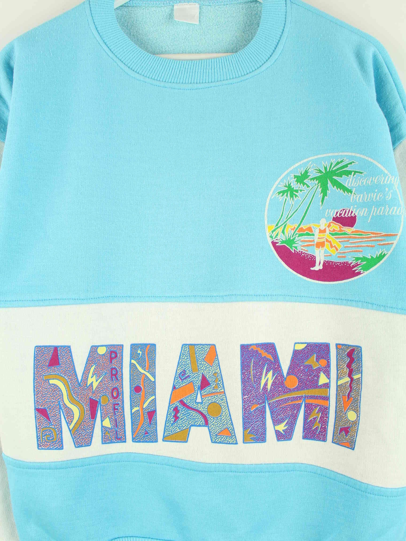 Vintage 80s Vintage Miami Print Sweater Blau S (detail image 1)