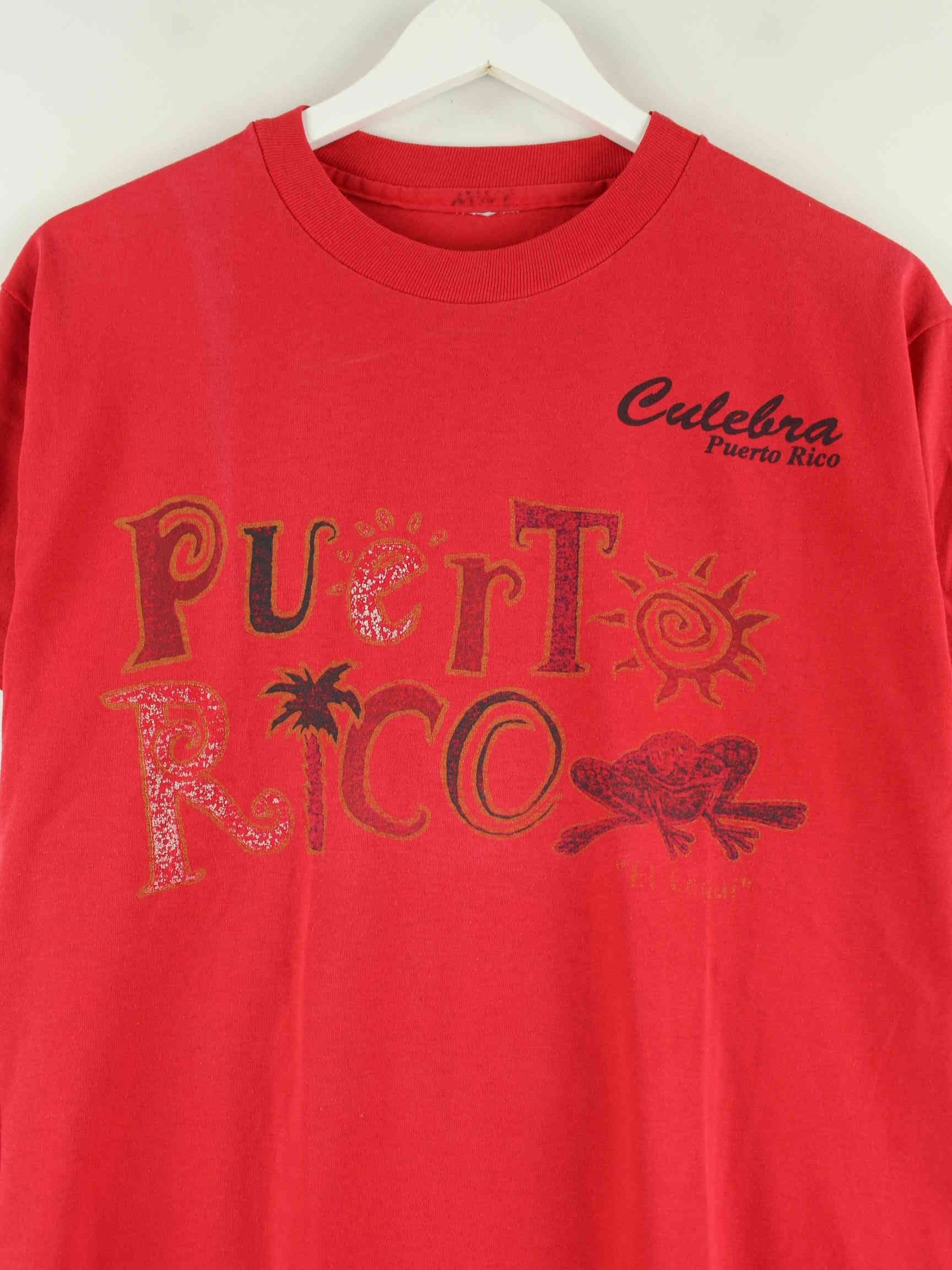 Vintage 90s Puerto Rico Print Single Stich T-Shirt Rot S (detail image 1)