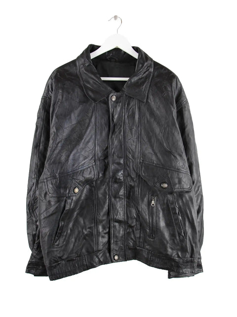 Vintage 90s Leder Jacke Schwarz XXL