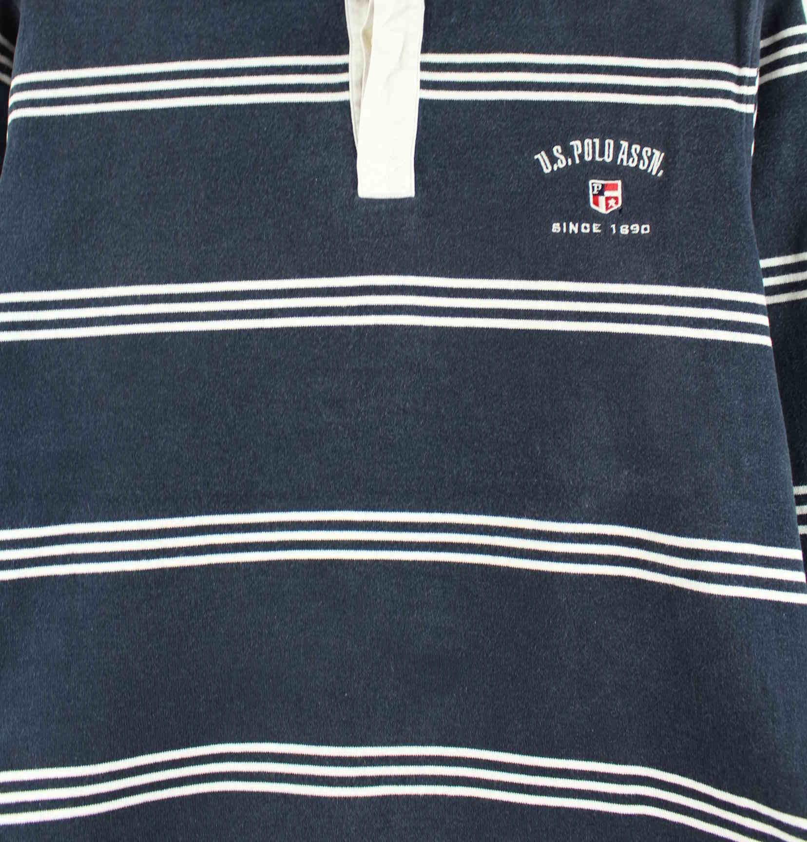 U.S. Polo ASSN. y2k Striped Polo Sweater Blau L (detail image 1)