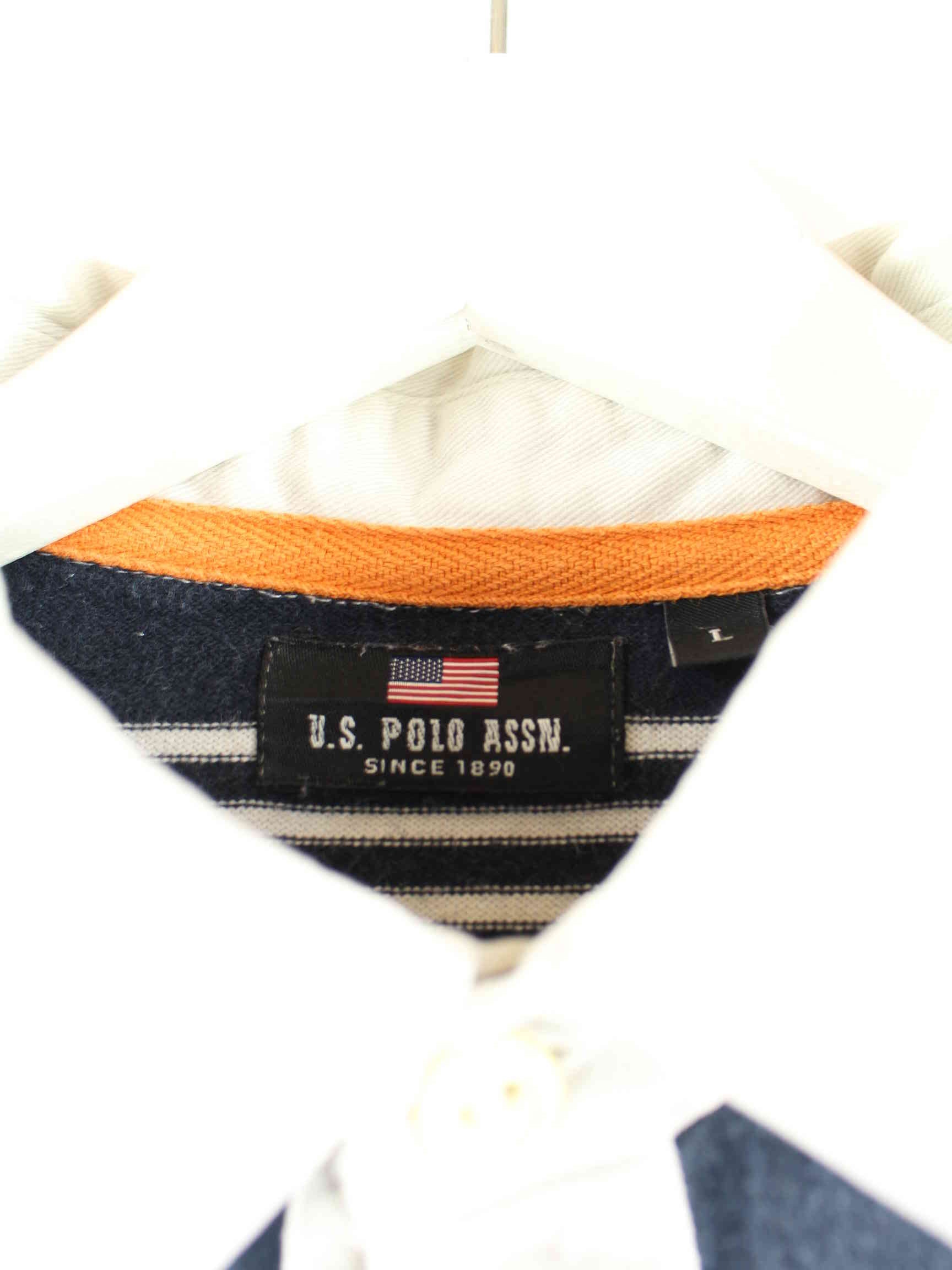 U.S. Polo ASSN. y2k Striped Polo Sweater Blau L (detail image 2)