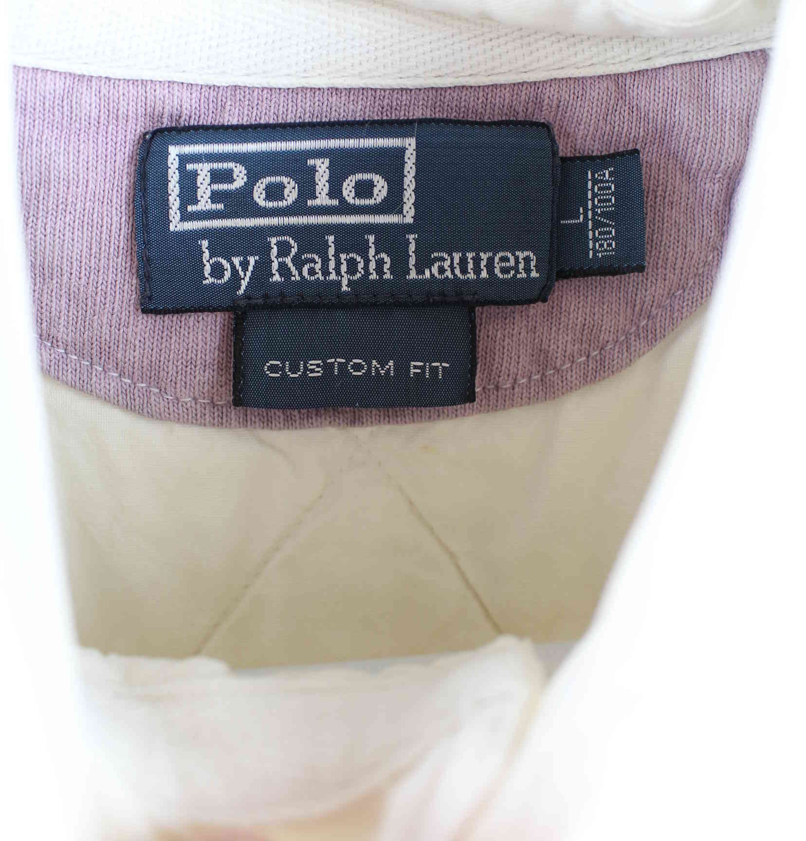 Ralph Lauren 90s Vintage Gestreiftes Polo Weiß L (detail image 2)