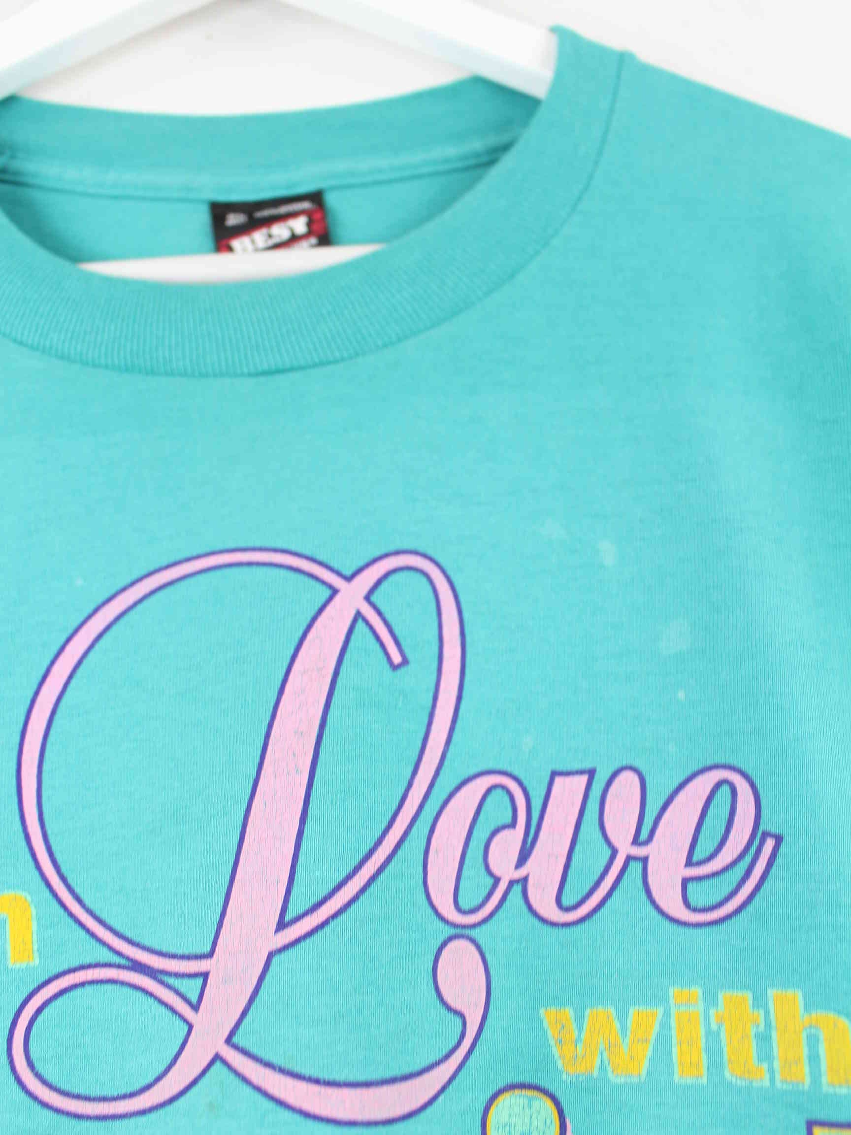 Fruit of the Loom 90s Vintage Marriage Print Single Stitch T-Shirt Türkis XL (detail image 4)