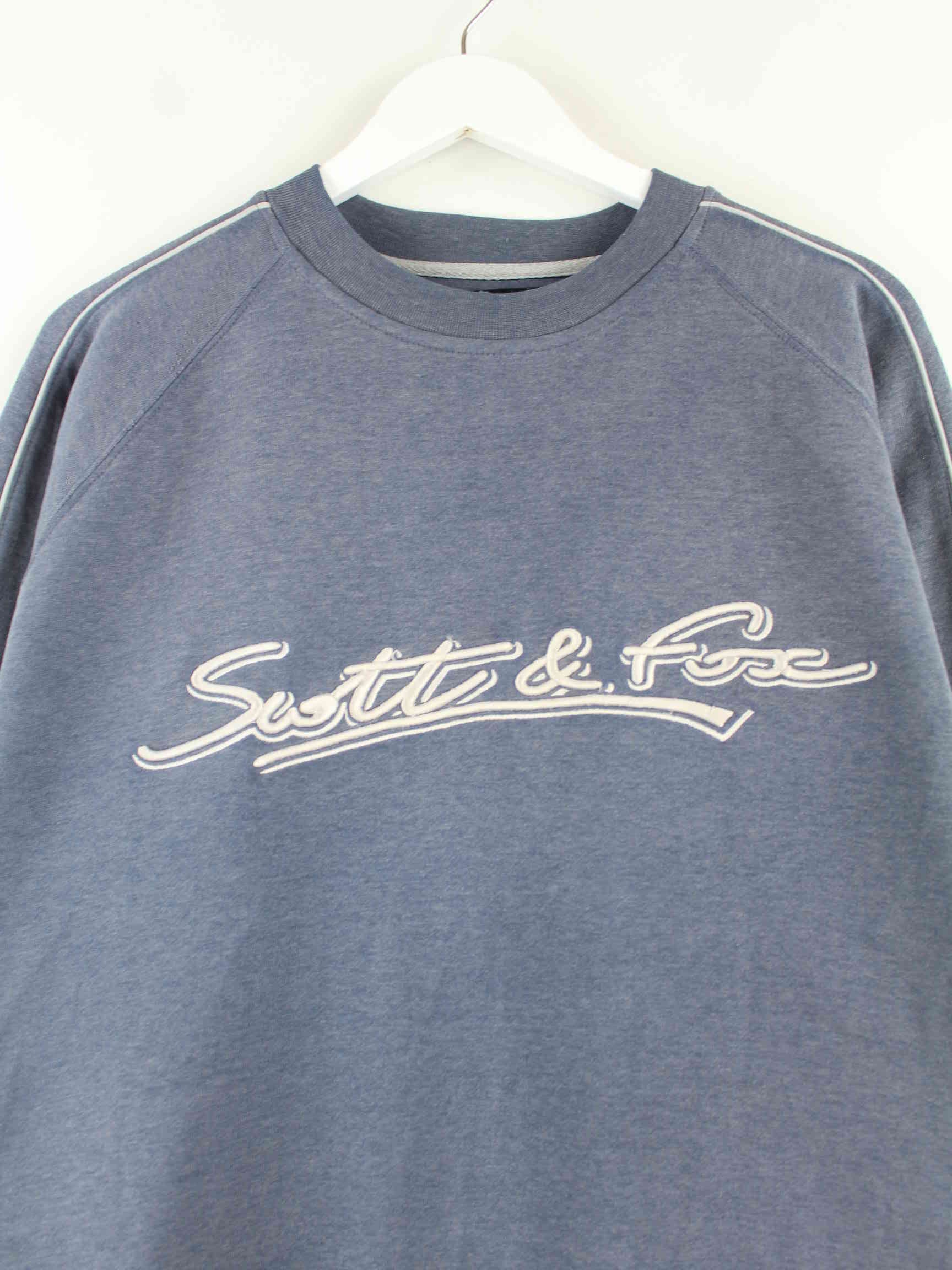 Vintage y2k Thick Embroidered Sweater Blau XL (detail image 1)