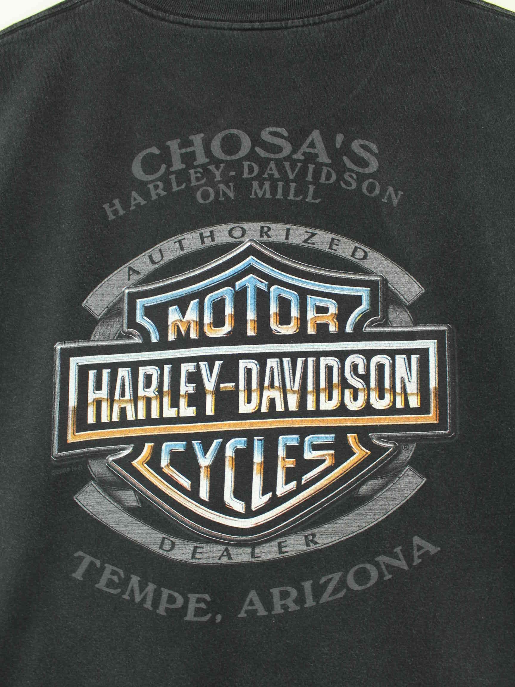 Harley Davidson y2k Tempe Arizona Print T-Shirt Schwarz L (detail image 4)