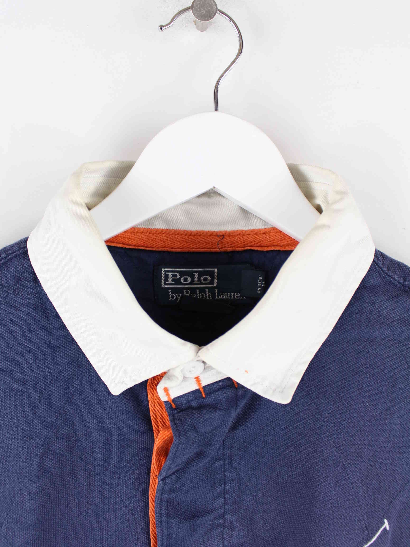 Ralph Lauren 90s Vintage Embroidered Polo Blau L (detail image 2)