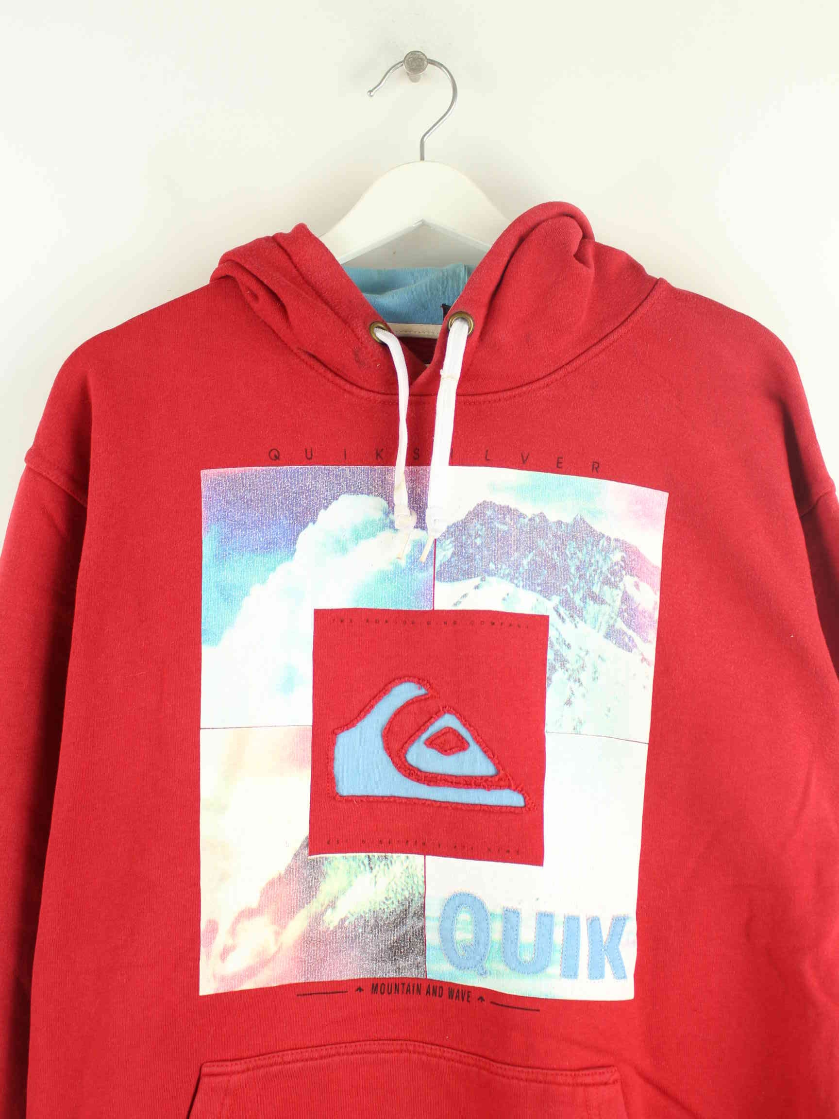 Quiksilver 90s Vintage Embroidered Print Hoodie Rot M (detail image 1)