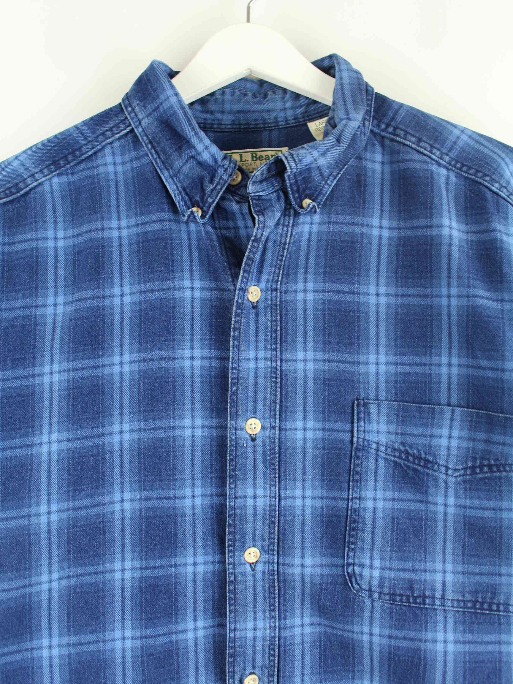 LL Bean 90s Vintage Flanell Hemd Blau L (detail image 1)