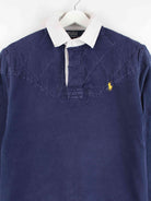 Ralph Lauren 90s Vintage Custom Fit Langarm Polo Blau S (detail image 1)