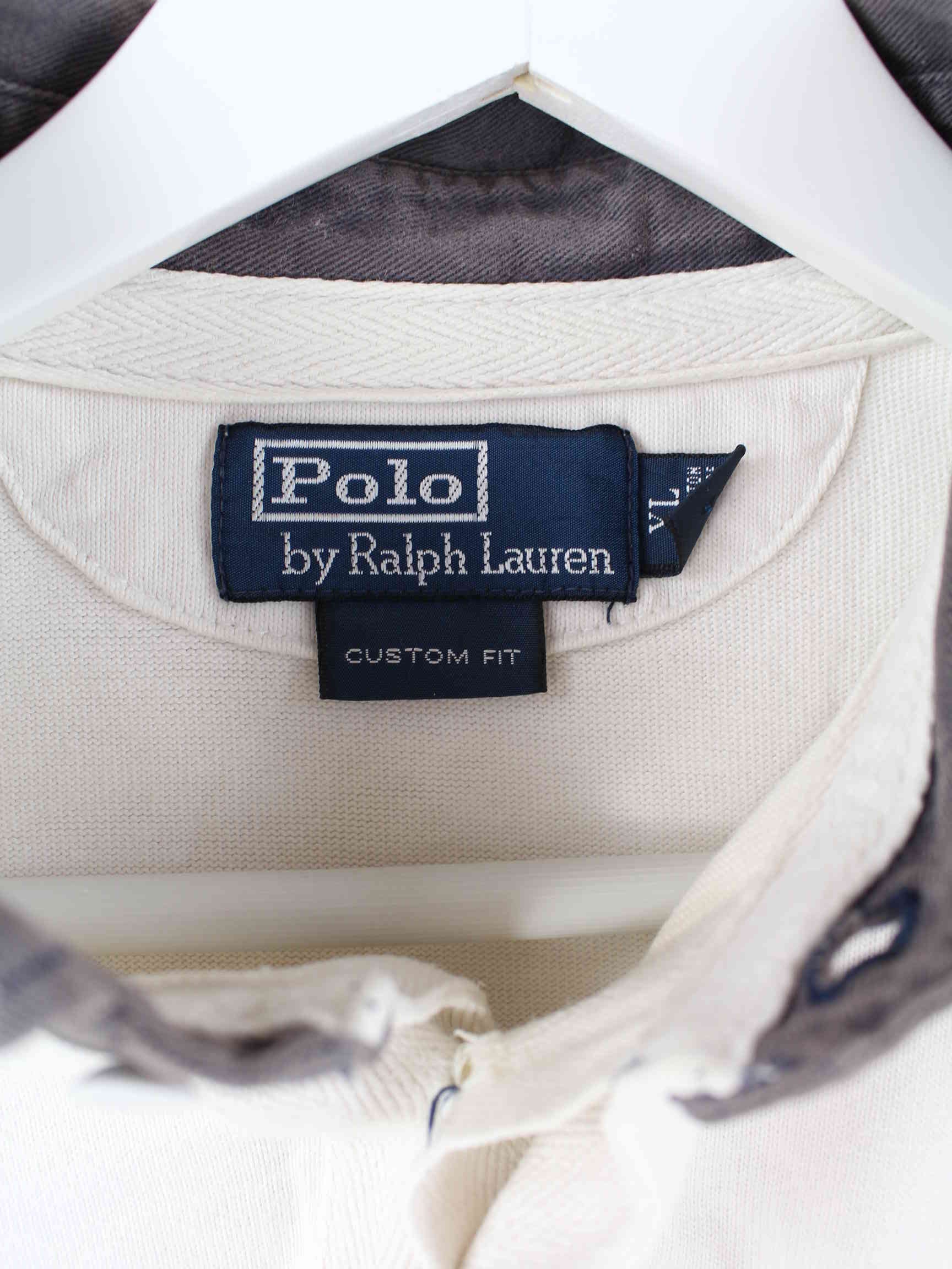 Ralph Lauren 90s Vintage Embroidered Langarm Polo Weiß XL (detail image 2)