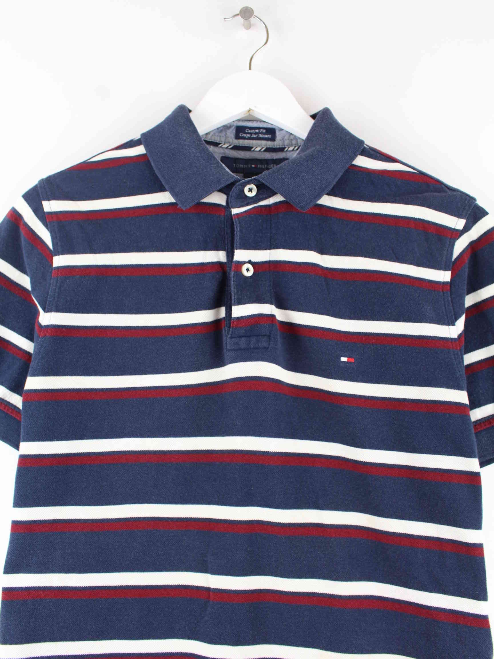 Tommy Hilfiger 00s Striped Custom Fit Polo Blau M (detail image 1)