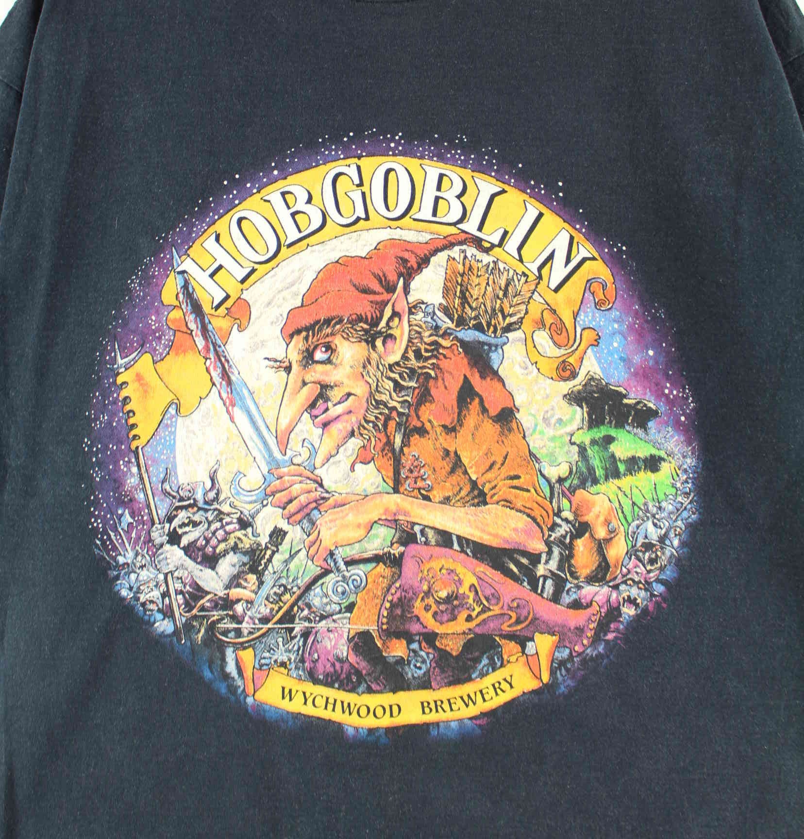Vintage y2k Hobgoblin Print T-Shirt Schwarz XL (detail image 1)