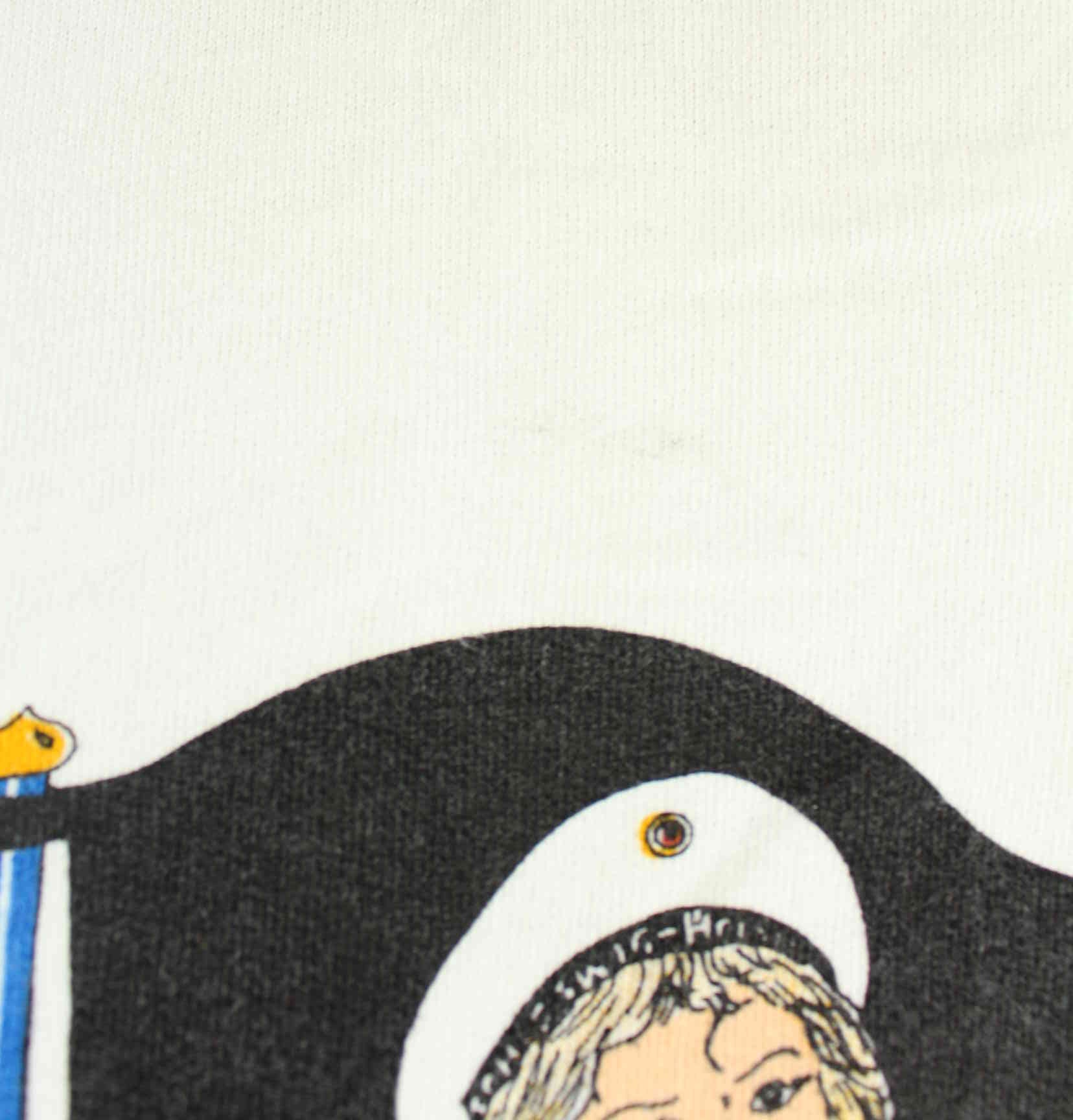 Vintage 80s German Navy Print Sweater Weiß M (detail image 3)