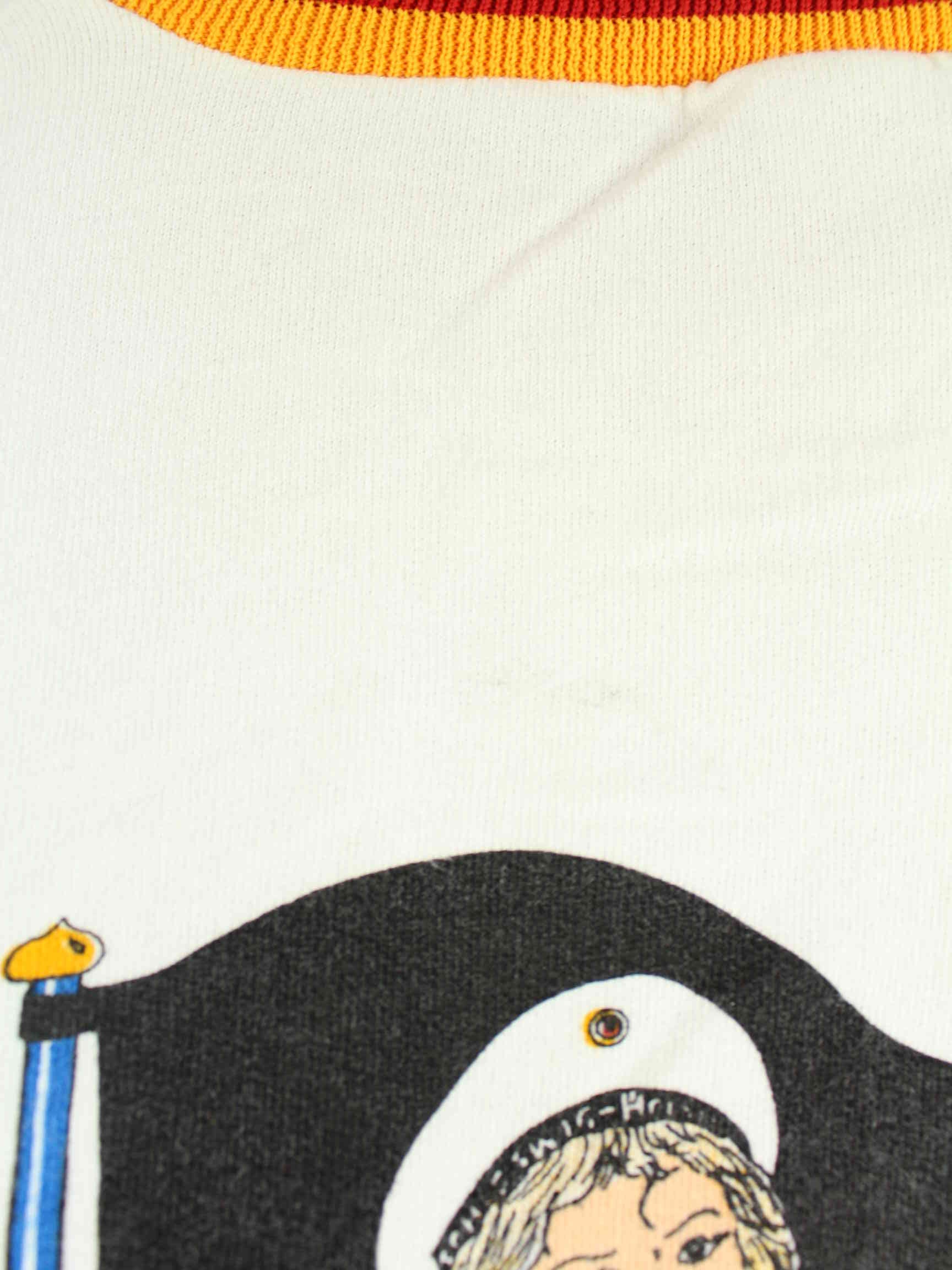 Vintage 80s German Navy Print Sweater Weiß M (detail image 3)