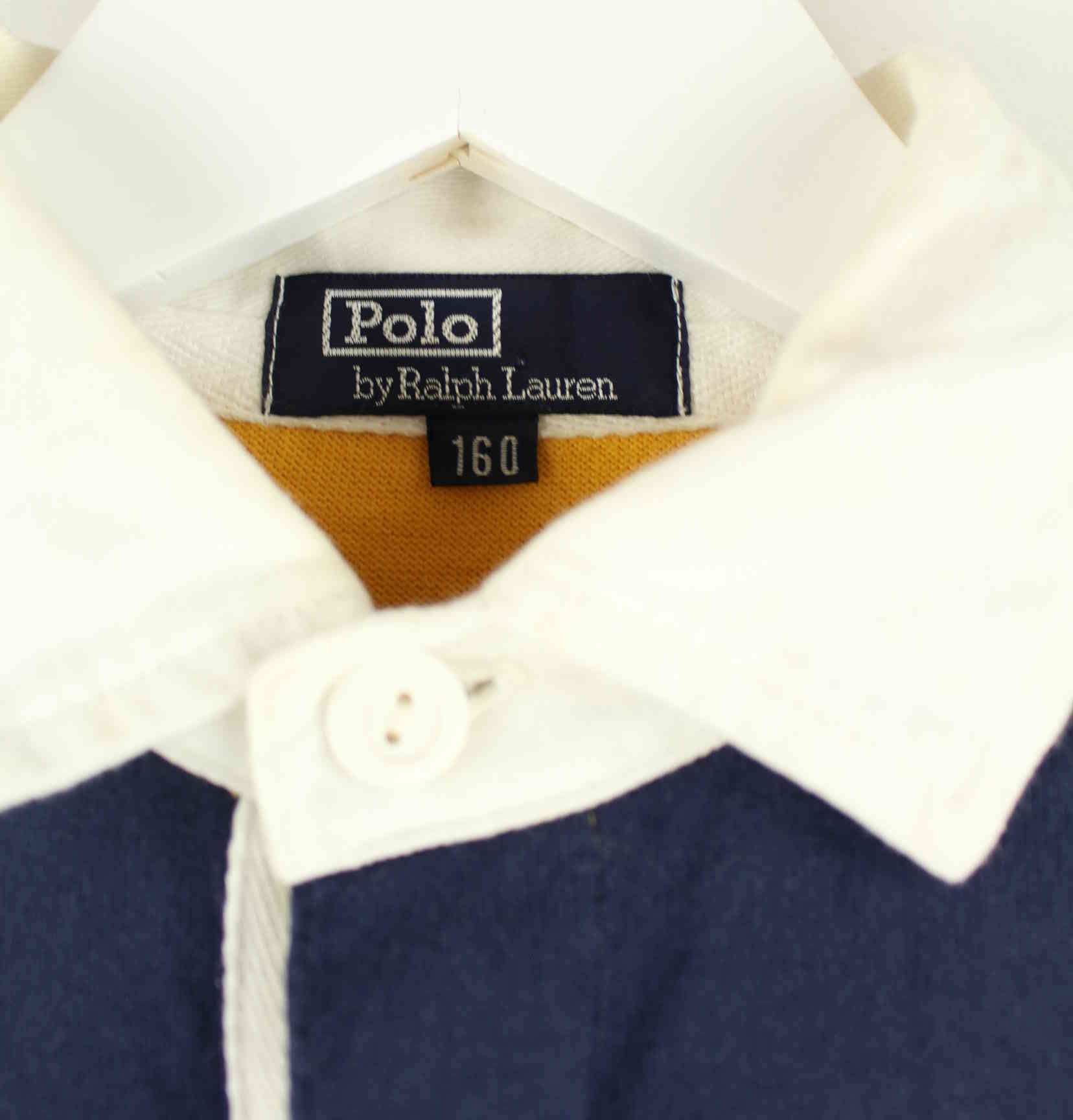 Ralph Lauren 90s Vintage Striped Long Sleeve Polo Gelb S (detail image 2)